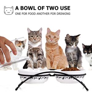 Y YHY Cat Bowls Elevated, Cat Food Dish Raised, Tall Cat Bowls for Food and Water, Ceramic Pet Dishes for Cat or Dogs, Anti Vomiting, Whisker Fatigue, Dishwasher Safe, 12 Ounces