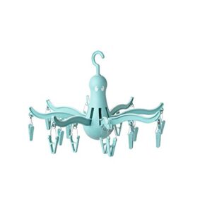 dodxiaobeul pressa 8-claw octopus hanging dryer 16 clothes pegs, easy to fold and place -turquoise