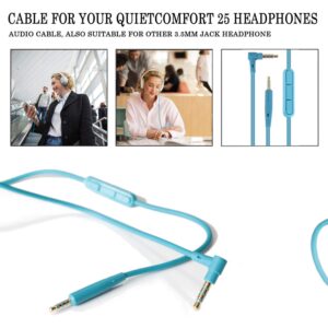 Learsoon Replacement QC25 Audio Cable with Inline Mic Remote Volume Control Compatible with Bose QuietComfort25 QC25 SoundTrue Headphones for iOS Android System (Blue)