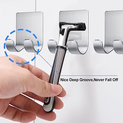 Fotosnow Razor Holder for Shower, Shaver Holder Hanger Wall Adhesive Shower Hooks Stand Stainless Steel Utility Hook Bathroom Kitchen Organizer-4 Packs