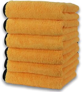 simple houseware professional grade ultra plush premium microfiber towels, 410 gsm (16 inch x 24 inch) (6 pack) - safe for car wash, home cleaning & pet drying cloths