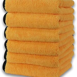 Simple Houseware Professional Grade Ultra Plush Premium Microfiber Towels, 410 GSM (16 inch x 24 Inch) (6 Pack) - Safe for Car Wash, Home Cleaning & Pet Drying Cloths