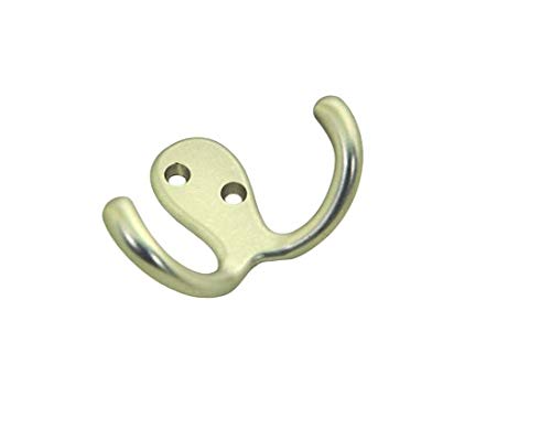 QCAA Double Robe Hook, 2-3/4", Zinc Die Cast, Matte Nickel, 6 Pack