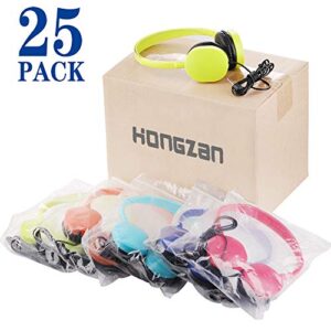 Hongzan Bulk Headphones 25 Pack Multi Colored for Classroom Kids, Wholesale Headphones Earphones for Students, Schools, Libraries, Museums, Testing Centers, Hotels (5 Mixed Color)