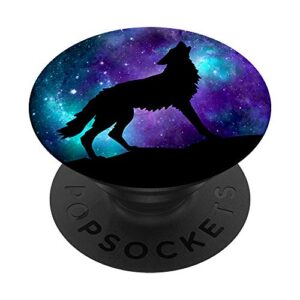 galaxy wolf star surreal wild lone wolves double-exposure popsockets popgrip: swappable grip for phones & tablets