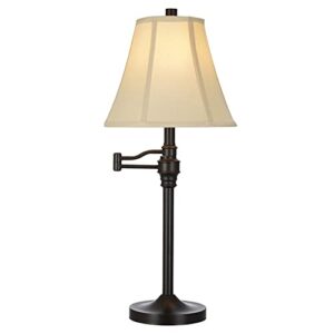 Catalina Lighting Transitional 2-Way Metal Adjustable Swing Arm Desk Table Lamp with Linen Shade, 28", Bronze