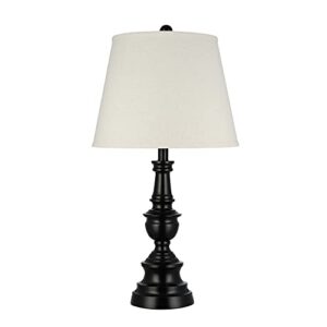 catalina 21550-001 traditional 3-way decorative metal table lamp with linen shade, 27", black