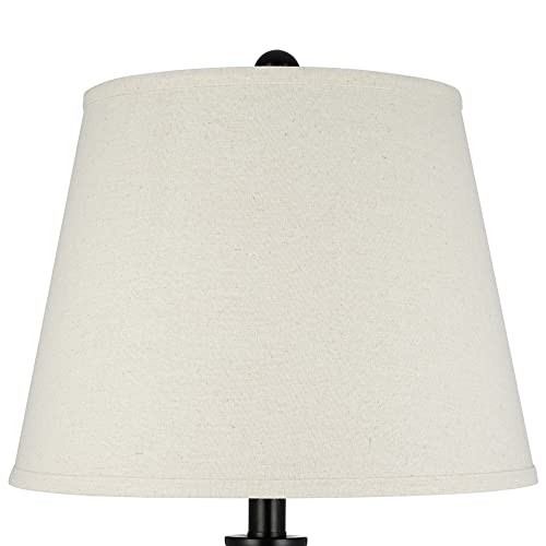 Catalina 21550-001 Traditional 3-Way Decorative Metal Table Lamp with Linen Shade, 27", Black