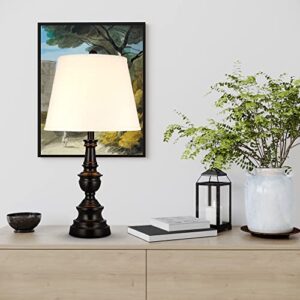 Catalina 21550-001 Traditional 3-Way Decorative Metal Table Lamp with Linen Shade, 27", Black