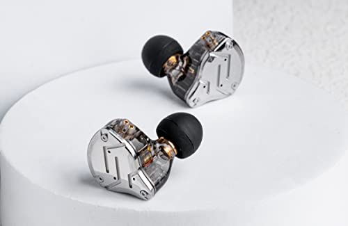 KZ ZS10 Pro, Linsoul 4BA+1DD 5 Driver in Ear Monitor, HiFi Metal Earphones, with Stainless Steel Faceplate, 2 Pin Detachable Cable (Without Mic, Black)