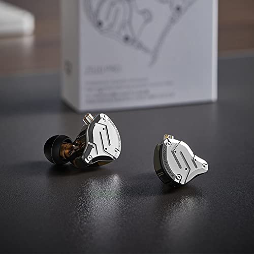 KZ ZS10 Pro, Linsoul 4BA+1DD 5 Driver in Ear Monitor, HiFi Metal Earphones, with Stainless Steel Faceplate, 2 Pin Detachable Cable (Without Mic, Black)