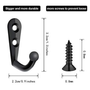 Zhehao 100 Pieces Mini Double Hole Wall Mounted Single Hook Robe Hooks Coat Hooks and 210 Pieces Screws for Hanging Key Hooks Jewelry (Black)