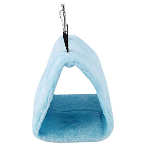 Bird Hammock, Soft Plush Parrot Hanging Hut Cage Perch Stand Swing Toys for Parakeet Cockatiel Lovebird Budgie Finch Canary Cockatoo African Grey Amazon Macaw (S Blue)