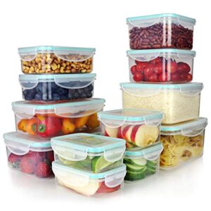 vallo plastic food containers with lids for food storage - safe for dishwasher, microwave, and freezer - bpa free, perfect for meal prep & freezer [24 pc set]