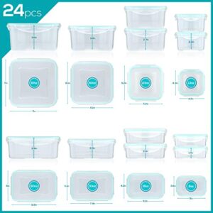 Vallo Plastic Food Containers with Lids for Food Storage - Safe for Dishwasher, Microwave, and Freezer - BPA Free, Perfect for Meal Prep & Freezer [24 pc set]