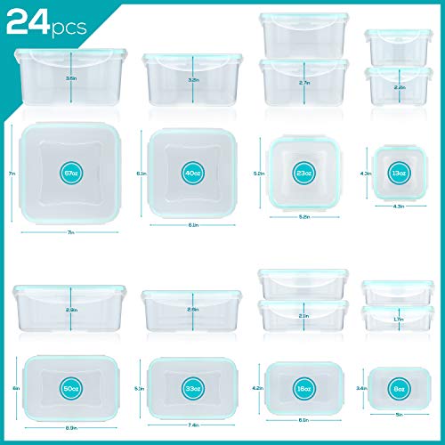Vallo Plastic Food Containers with Lids for Food Storage - Safe for Dishwasher, Microwave, and Freezer - BPA Free, Perfect for Meal Prep & Freezer [24 pc set]