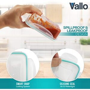 Vallo Plastic Food Containers with Lids for Food Storage - Safe for Dishwasher, Microwave, and Freezer - BPA Free, Perfect for Meal Prep & Freezer [24 pc set]