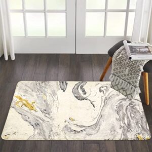 HAOCOO Bathroom Rugs 2'x 3' White Marble Faux Wool Bath Mat Non-Slip Door Carpet Soft Luxury Microfiber Machine-Washable Floor Rug for Doormats Tub Shower (2'x 3', Beige Marble)