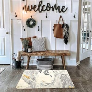 HAOCOO Bathroom Rugs 2'x 3' White Marble Faux Wool Bath Mat Non-Slip Door Carpet Soft Luxury Microfiber Machine-Washable Floor Rug for Doormats Tub Shower (2'x 3', Beige Marble)