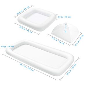 HEMOTON 2PCS Inflatable Serving Bars with Drain Plug - Food Drink Salad Buffet Tray with Mesh Food Cover for Indoor and Outdoor Party Pool Picnic Luau