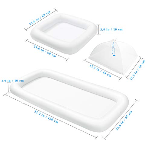 HEMOTON 2PCS Inflatable Serving Bars with Drain Plug - Food Drink Salad Buffet Tray with Mesh Food Cover for Indoor and Outdoor Party Pool Picnic Luau