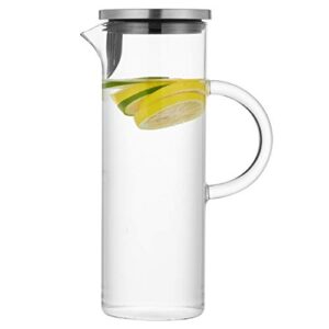 karafu pitcher, glass pitcher with handle and lid, 50 oz handmade water jug for hot/cold water, ice lemon tea and juice beverage