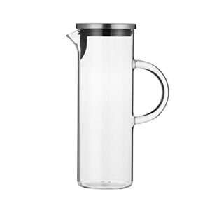 Karafu Pitcher, Glass Pitcher with Handle and Lid, 50 Oz Handmade Water Jug for Hot/Cold Water, Ice Lemon Tea and Juice Beverage