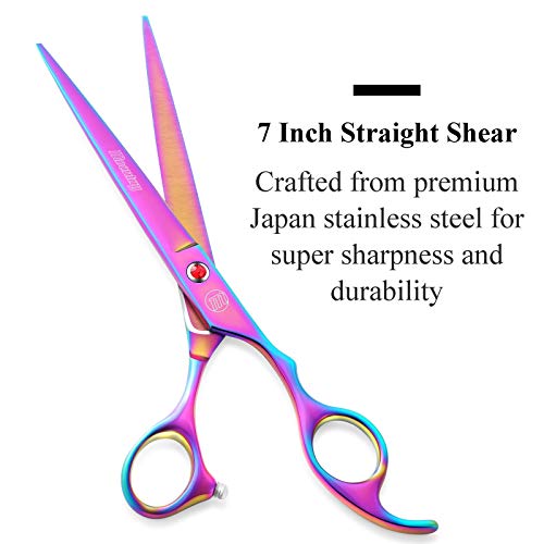Moontay Professional Dog Grooming Scissors Set, 7 Inch/8 Inch Pet Grooming Scissors Chunkers Shears, Curved Thinning Shears for Dog with Grooming Comb