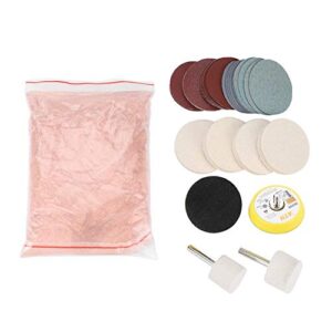 cerium oxide glass polishing kit, glass scratch removal kit cerium oxide polishing powder felt polishing wheel disc pad with drill adapter glass abrasive disc set, windshield scratch repair kit