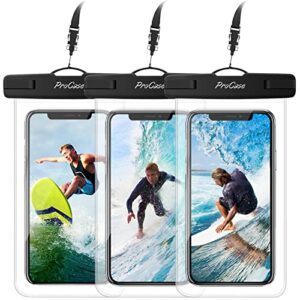 procase waterproof pouch cellphone dry bag underwater case for iphone xs max xr x 8 7 6s plus, galaxy s10 plus s9 s8 +/note 9 8, pixel 3 2 xl up to 6.5" - 3 pack, clear