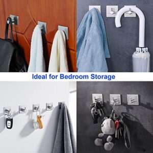 LOOGI Adhesive Hooks, Door Hooks Heavy Duty Towel Hooks Stick on Wall Waterproof Stainless Steel Robe Hanger for Hanging Bathroom Kitchen Home 5 Pack