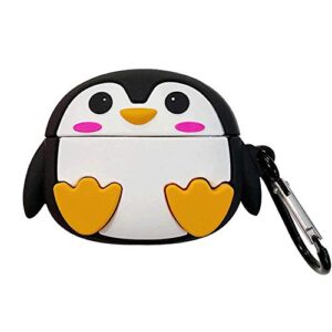 ur sunshine case compatible with airpods pro, cute creative cartoon black white sitting penguin baby shape matte surface soft silicone rubber tpu case cover protective skin for earphone earbud