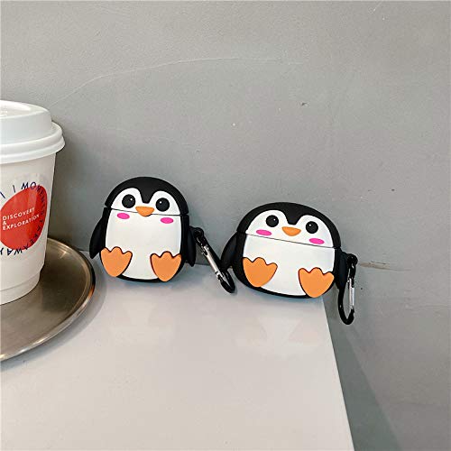 UR Sunshine Case Compatible with AirPods Pro, Cute Creative Cartoon Black White Sitting Penguin Baby Shape Matte Surface Soft Silicone Rubber TPU Case Cover Protective Skin for Earphone Earbud