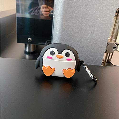 UR Sunshine Case Compatible with AirPods Pro, Cute Creative Cartoon Black White Sitting Penguin Baby Shape Matte Surface Soft Silicone Rubber TPU Case Cover Protective Skin for Earphone Earbud