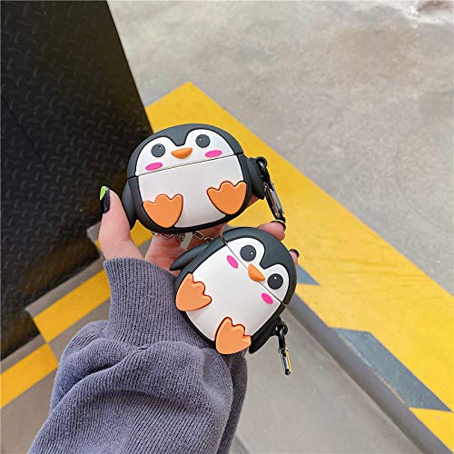 UR Sunshine Case Compatible with AirPods Pro, Cute Creative Cartoon Black White Sitting Penguin Baby Shape Matte Surface Soft Silicone Rubber TPU Case Cover Protective Skin for Earphone Earbud