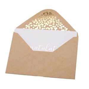 50 Pack Congratulations Card – Elegant Greeting Cards With ‘’Congratulations’’ Embossed In Gold Foil Letters – For Engagement, Graduation, Wedding - 52 Kraft Envelopes Included - 4" x 6" - White