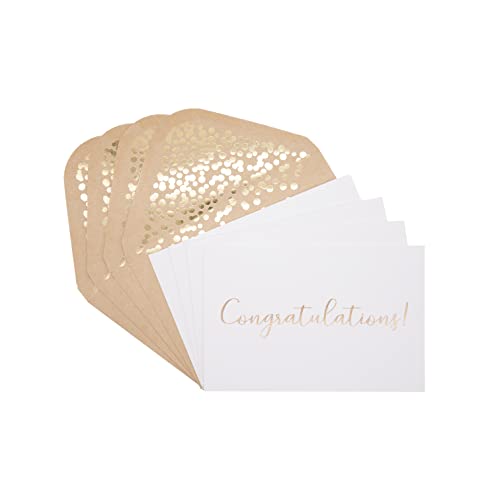 50 Pack Congratulations Card – Elegant Greeting Cards With ‘’Congratulations’’ Embossed In Gold Foil Letters – For Engagement, Graduation, Wedding - 52 Kraft Envelopes Included - 4" x 6" - White