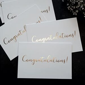 50 Pack Congratulations Card – Elegant Greeting Cards With ‘’Congratulations’’ Embossed In Gold Foil Letters – For Engagement, Graduation, Wedding - 52 Kraft Envelopes Included - 4" x 6" - White