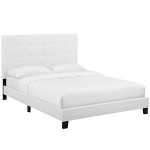 modway melanie tufted fabric upholstered full platform bed in white