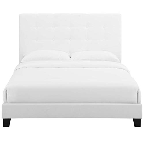 Modway Melanie Tufted Fabric Upholstered Full Platform Bed in White