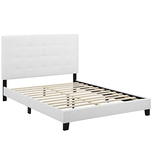 Modway Melanie Tufted Fabric Upholstered Full Platform Bed in White