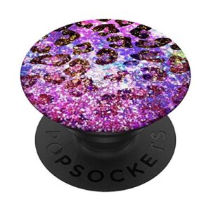 cute leopard print pink purple pattern fashion design popsockets popgrip: swappable grip for phones & tablets