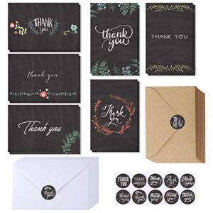 supla 150 sets thank you cards with envelopes stickers bulk thank you notes 6 designs of chalkboard floral thank you note cards vintage blank thank you card 4 x 6 for wedding bridal baby shower