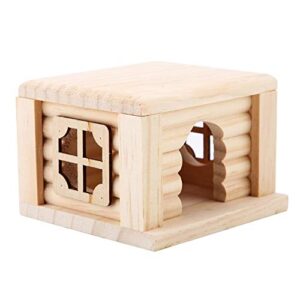 pet hamster house, 100% wood odorless home openwork lace window diy hideout hut play nest toy viewing room living for small squirrels gerbils hamsters golden bears