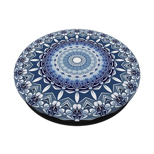 Mandala Blue beautiful Pattern PopSockets PopGrip: Swappable Grip for Phones & Tablets PopSockets Standard PopGrip