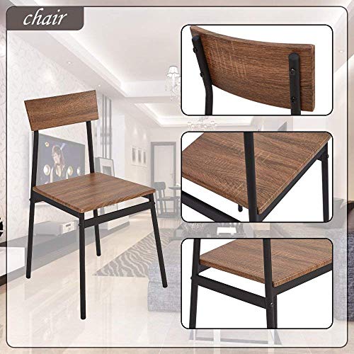 Dporticus 5-Piece Kitchen & Dining Room Sets Rustic Industrial Style Wooden Kitchen Table and Chairs