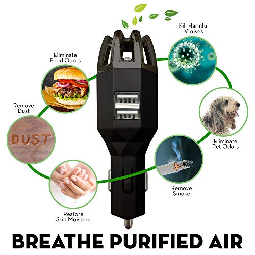 [UPGRADED] Car Air Purifier For That New Car Smell | One Year Warranty With Every Plug In Air Purifier | Car Deodorizer & Air Ionizer | Smoke Smell Eliminator Air Purifier For Car