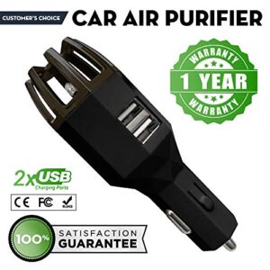 [UPGRADED] Car Air Purifier For That New Car Smell | One Year Warranty With Every Plug In Air Purifier | Car Deodorizer & Air Ionizer | Smoke Smell Eliminator Air Purifier For Car