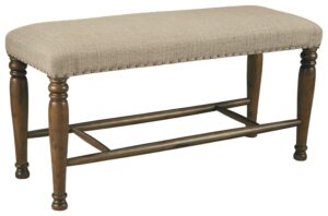 signature design by ashley lettner counter height upholstered dining room bench, brown