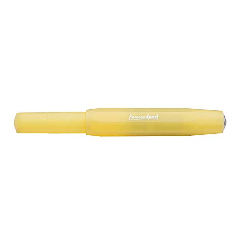 Kaweco Frosted Sport Fountain Pen Sweet Banana, Fine Nib with Kaweco Sport Octagonal Clip Chrome (2019 Novelty.).